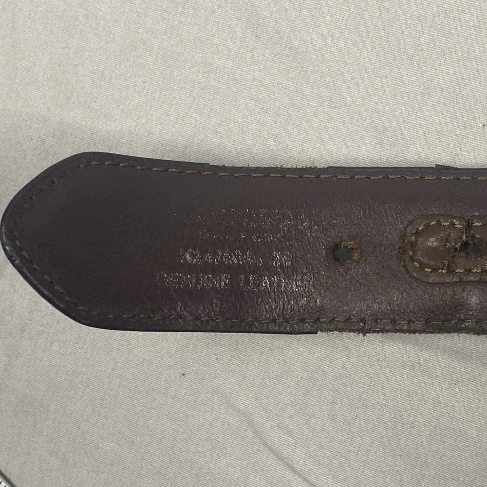 Western Tooled Genuine Leather Belt Men's Brown Engraved Buckle Cowboy 38 - 40 - Picture 8 of 15